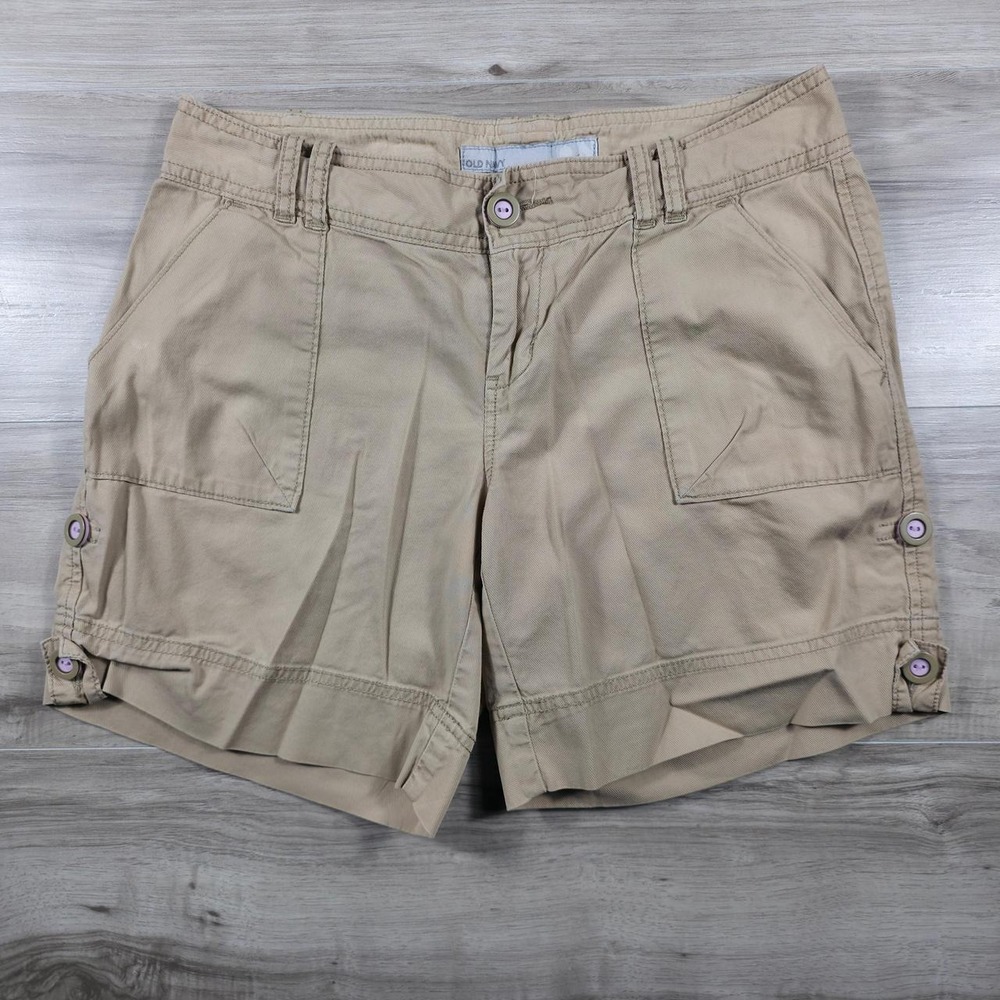 Vintage Y2K Old Navy Low Rise Shorts Chino Tan Color / Pink Accents Adjustable